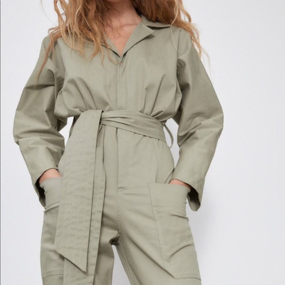 Zara Long Belted Jumpsuit XS